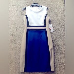 Calvin Klein Color Blocked A-Line Business Casual Dress